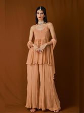 Amber Gold Short Chikankari Gharara Kurta Set (Set of 3)