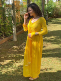 Jannat Zubair in Golden Hour Chikankari Kurta Set