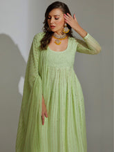 Vienna Gold Chikankari & Mukaish Anarkali Kurta