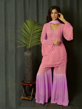 Lilac Snow Chikankari Gharara Short Kurta Set