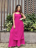 Evelyn Pink Chikankari Strappy Kurta Set