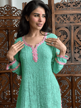 Mint Rosé Chikankari Short Kurta