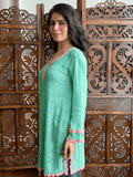 Mint Rosé Chikankari Short Kurta