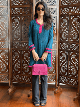 Teal Bloom Chikankari Short Kurta