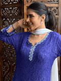 Starlit Blue Chikankari Short Kurta