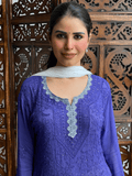 Starlit Blue Chikankari Short Kurta