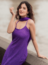 Purple Summer Strappy Long Chikankari Kurta Set (Set of 3)