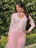 Shanaya Kapoor in Pressed Rose Chikankari & Mukaish Kurta Set (Set of 3)