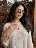 Peach Veil Chikankari Short Kurta