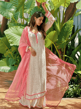 Pearl Rosé Chikankari Lace Kurta Set (Set of 3)