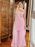 La Rosé Chikankari Gharara Short Kurta Set (Set of 3)