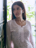 Shanaya Kapoor in Pressed Rose Chikankari & Mukaish Kurta Set (Set of 3)