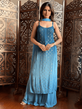 Santorini Seafoam Chikankari & Mukaish Ringwork Kurta Set (Set of 3)