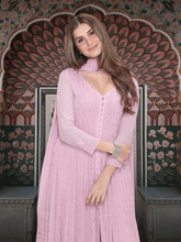 Twilight Dust Rose Chikankari Anarkali Set (Set of 3)