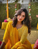 FireFly Ombre Chikankari and Mukaish Ringwork Kurta Set