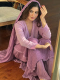 Paisley Purple Chikankari & Mukaish Lace Kurta Set (Set of 3)