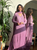 Paisley Purple Chikankari & Mukaish Lace Kurta Set (Set of 3)