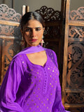 Iris Purple Chikankari & Mukaish Ring Work Kurta Set (Set of 3)