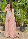 Cora Chikankari Ombré Lace Strappy Kurta Set (Set of 3)