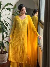 FireFly Ombre Chikankari and Mukaish Ringwork Kurta Set