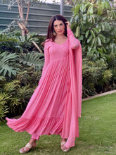 Mahogany Pink Chikankari & Mukaish Anarkali Set