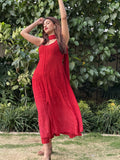 Suburban Red Chikankari & Mukaish Anarkali Kurta Set