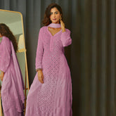 Dusty Rose Ring Work Chikankari Kurta - Shop Label Aishwaryrika