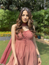 Sand Ombré Anarkali Chikankari Kurta