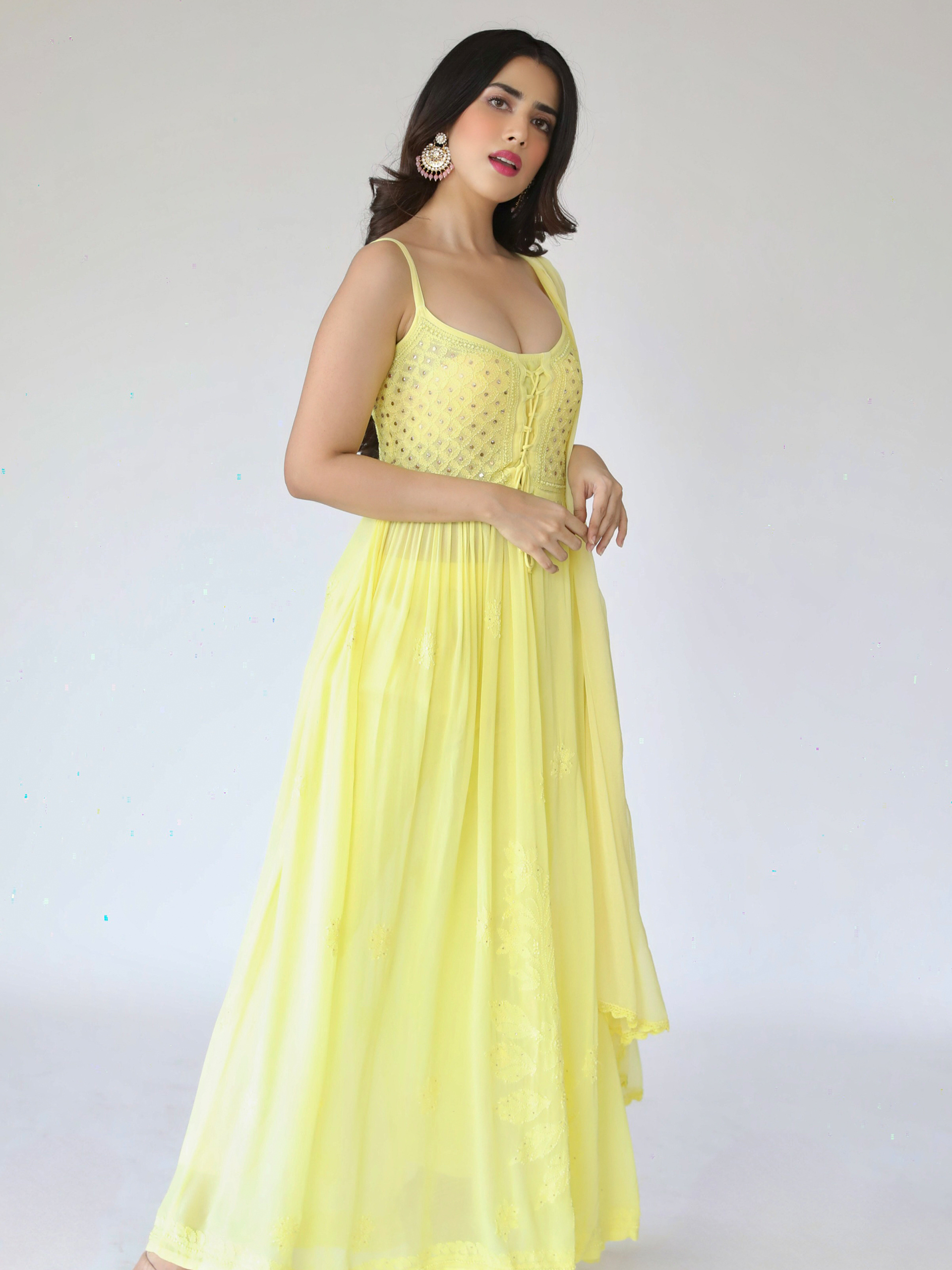 Sugar Cookie Anarkali Chikankari Kurta Set