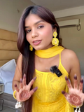 Yellow Sunset Chikankari & Mukaish Gharara Short Kurta Set