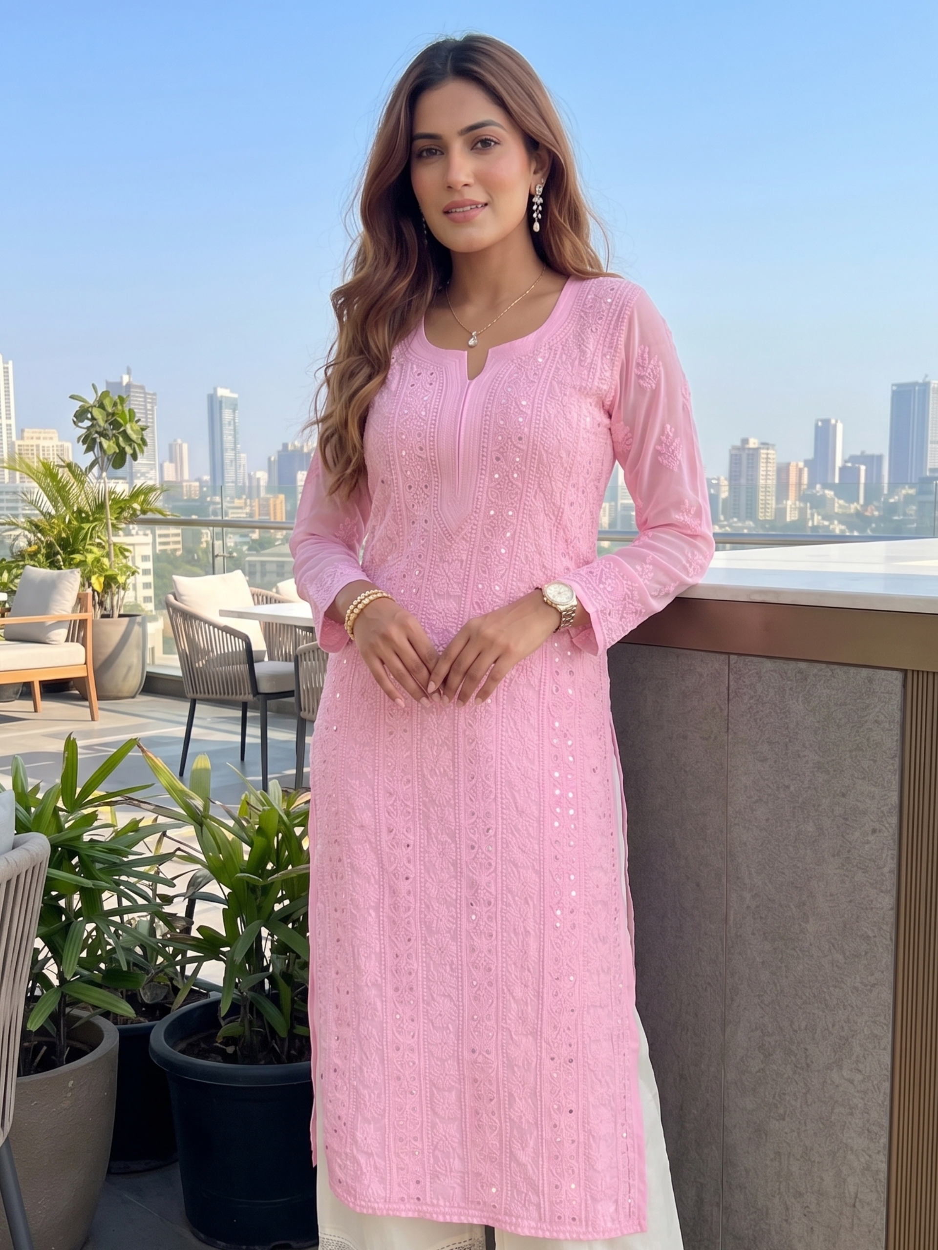 Blossom Pink Chikankari Kurta