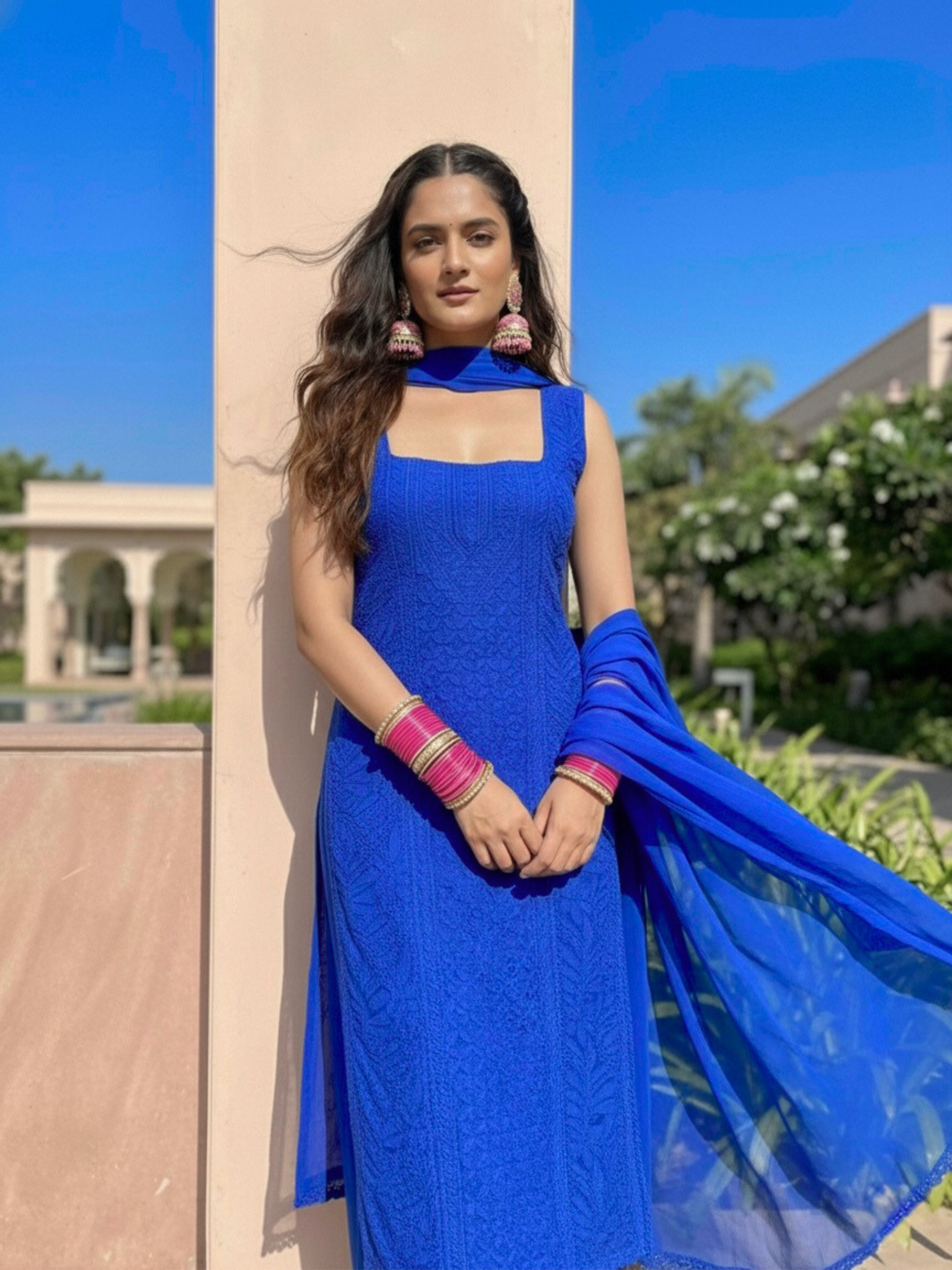 Apricot Chikankari Kurta Set (Set of 3)