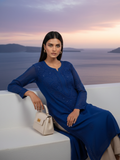 Royal Blue Gala-Booti Chikankari & Mukaish Kurta