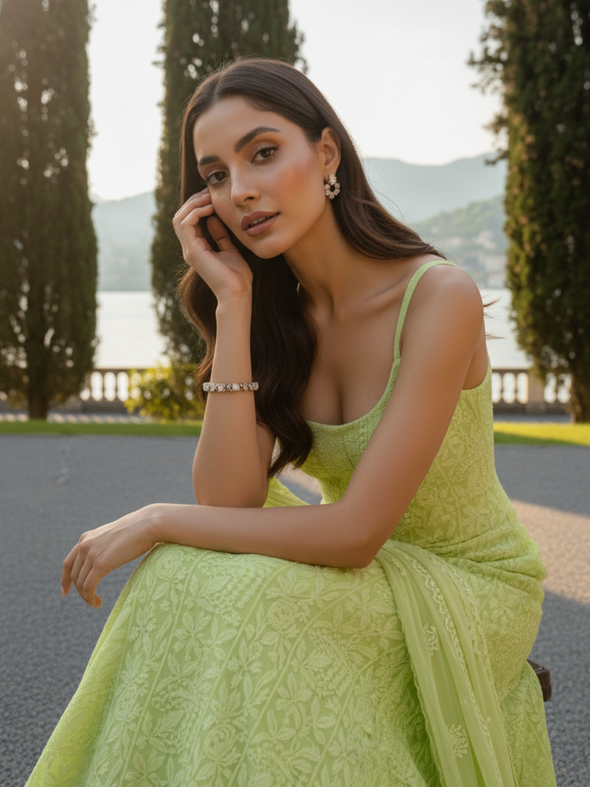 Carnation Chikankari Strappy Kurta Set (Set of 3)