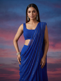 Blue Riviera Sequin-Embellished Chikankari Lehenga Saree