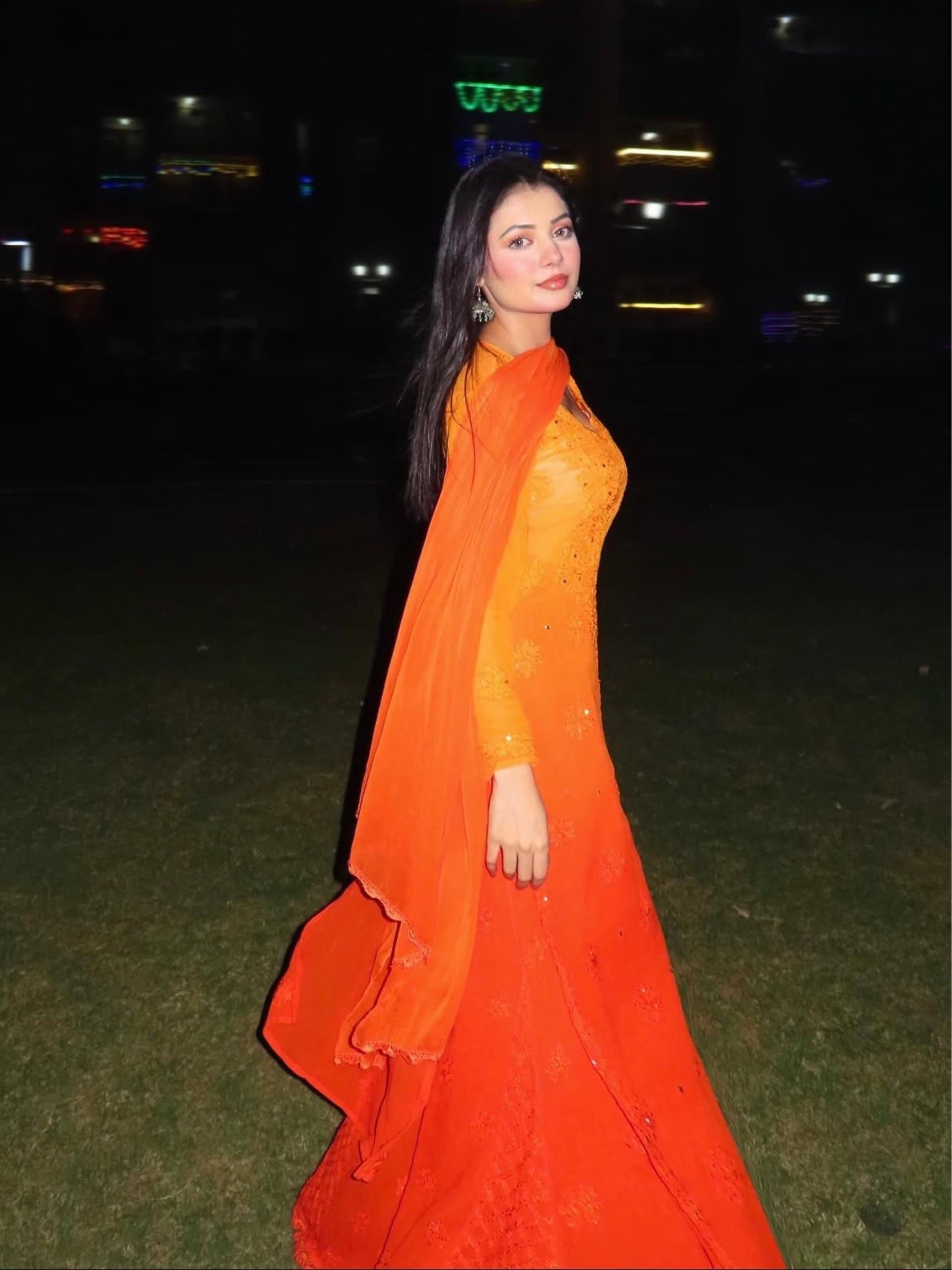 European Sunset Chikankari Kurta Set