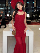 Scarlet Red Chikankari Gharara Short Kurta Set