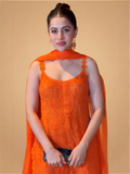 Uorfi Javed in Mabel Chikankari Gharara Short Kurta Set (Set of 3)