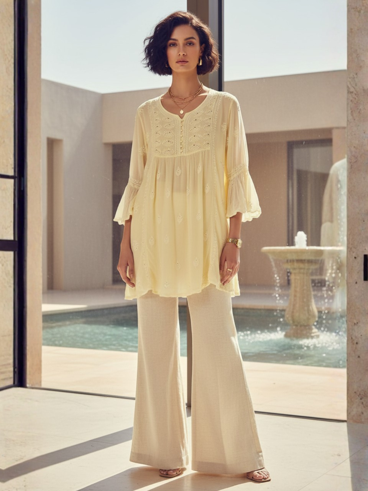 Sol Chikankari Short Kurta