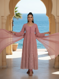 Rose Gold Chikankari Anarkali Set (Set of 3)