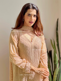 Elara Classic Beige Chikankari Kurta Set (Set of 3)