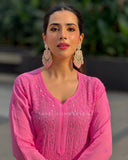 Rosette Éclat Chikankari & Mukaish Ombré Kurta Set (set of 3)