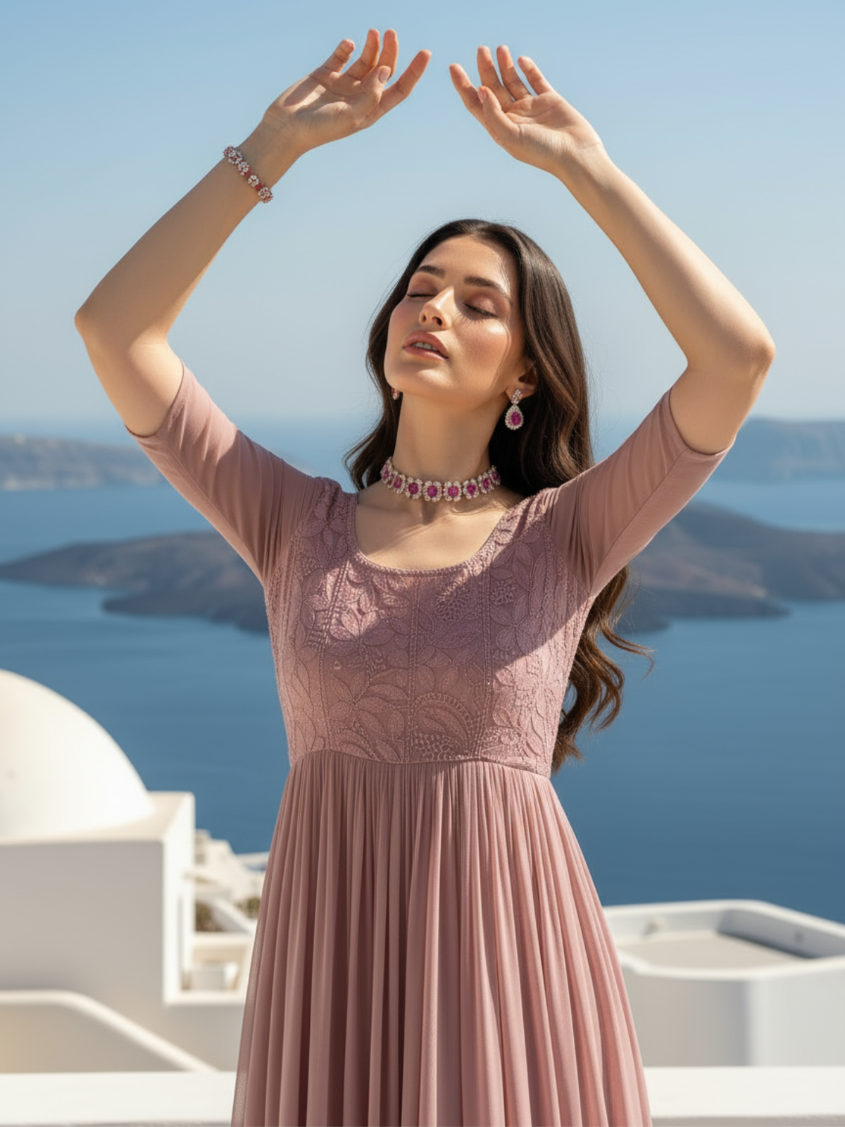 Mauve Muse Chikankari Gown