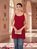 Scarlet Red Chikankari Kurta