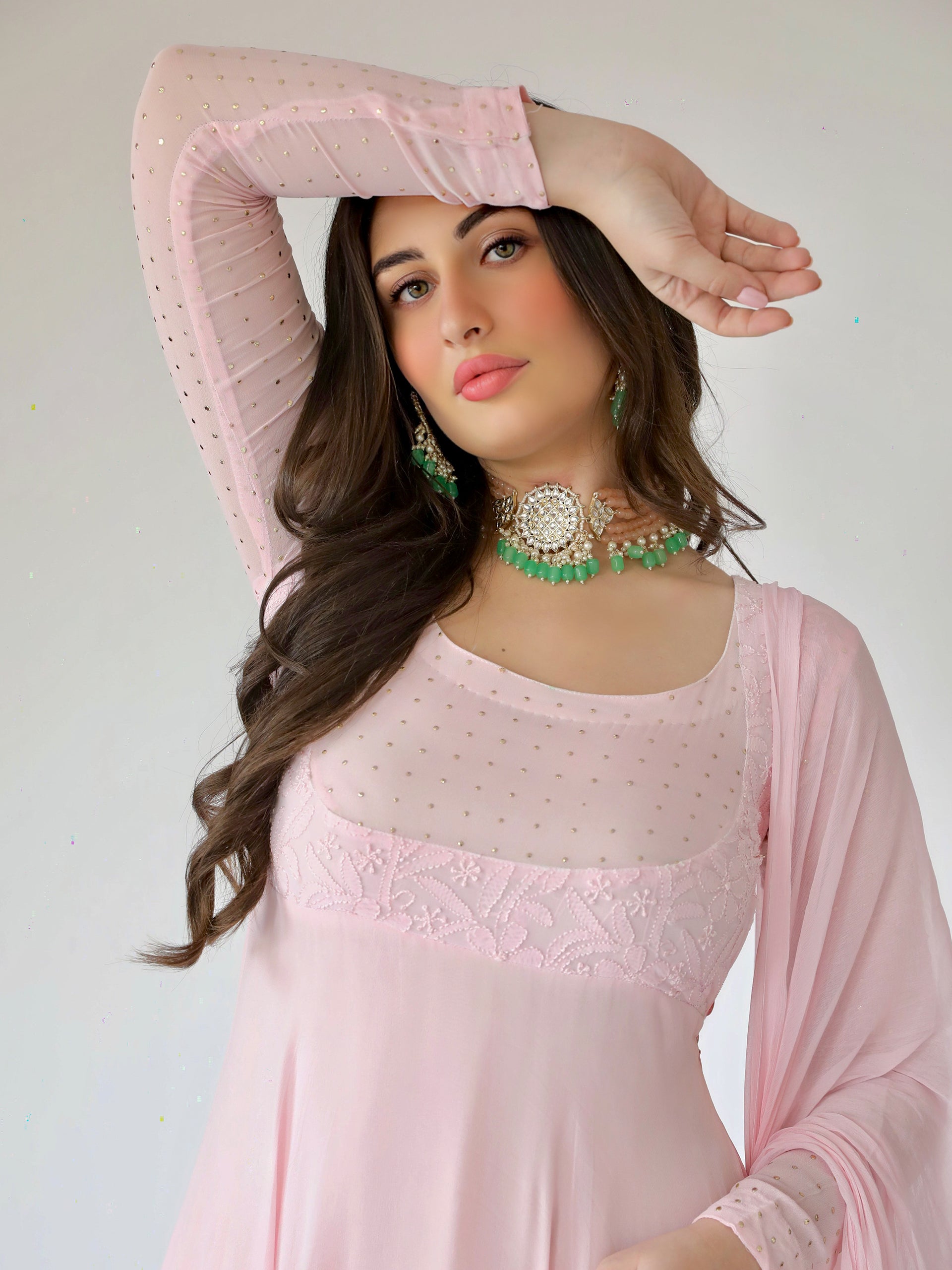 Camellia Pink Chikankari Anarkali Set - Shop Label Aishwaryrika