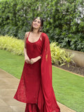 Blood Red Chikankari Kurta - Shop Label Aishwaryrika