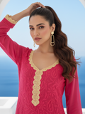 Raspberry Blanc Chikankari Kurta Set (Set of 3)