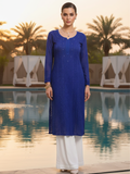 Bazaar Blue Chikankari Full Sleeves Long Kurta