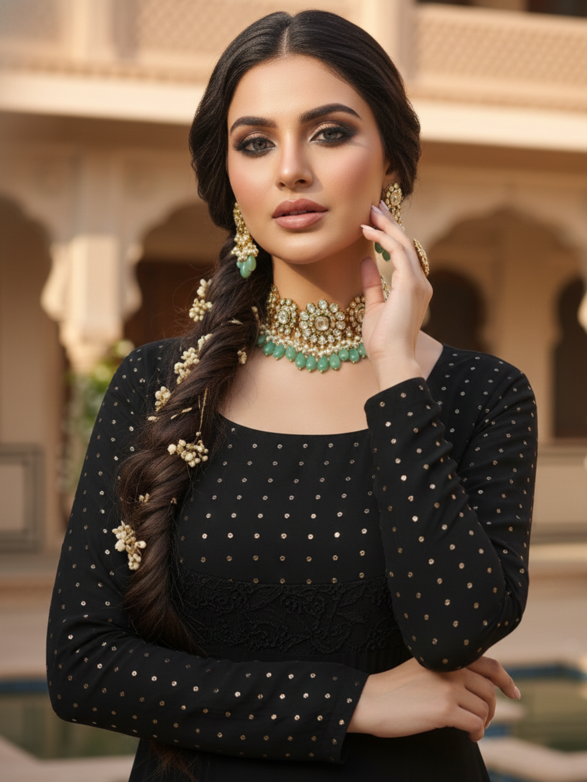 Black Raven Chikankari Anarkali Set