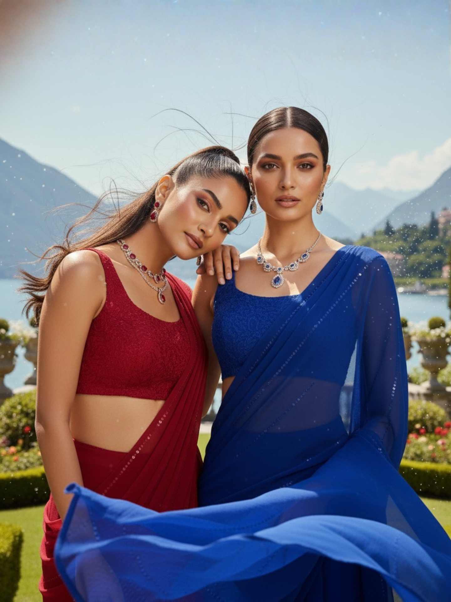 Rouge Velvet Chikankari Lehenga Saree (Set of 3)